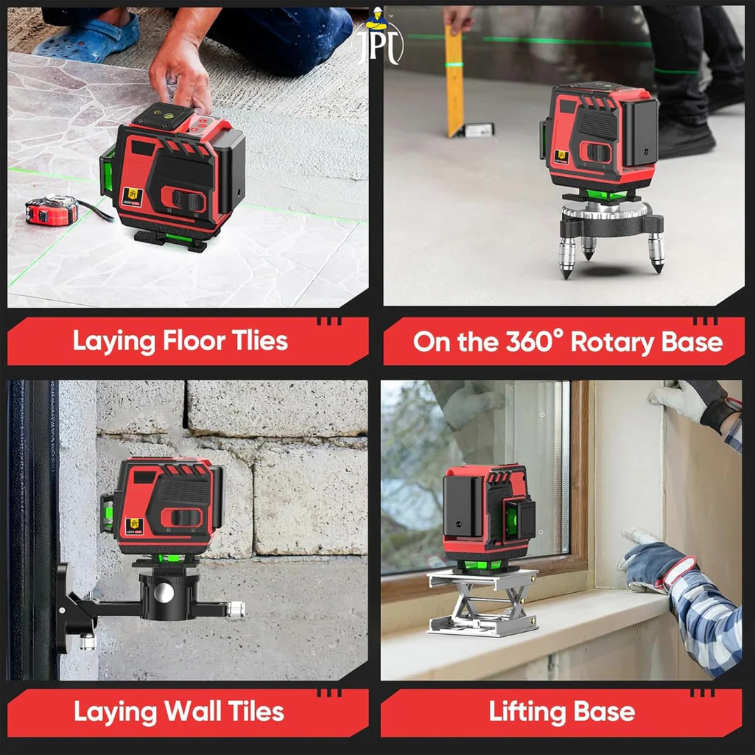JPT 360° 3D Self-Leveling Laser Level with Mini Tripod – High-Precision Cross Line Tool for Construction, Renovation, and Floor Tiling with Two 1500mAh Batteries, Fast Charger and Durable Case - Image 8