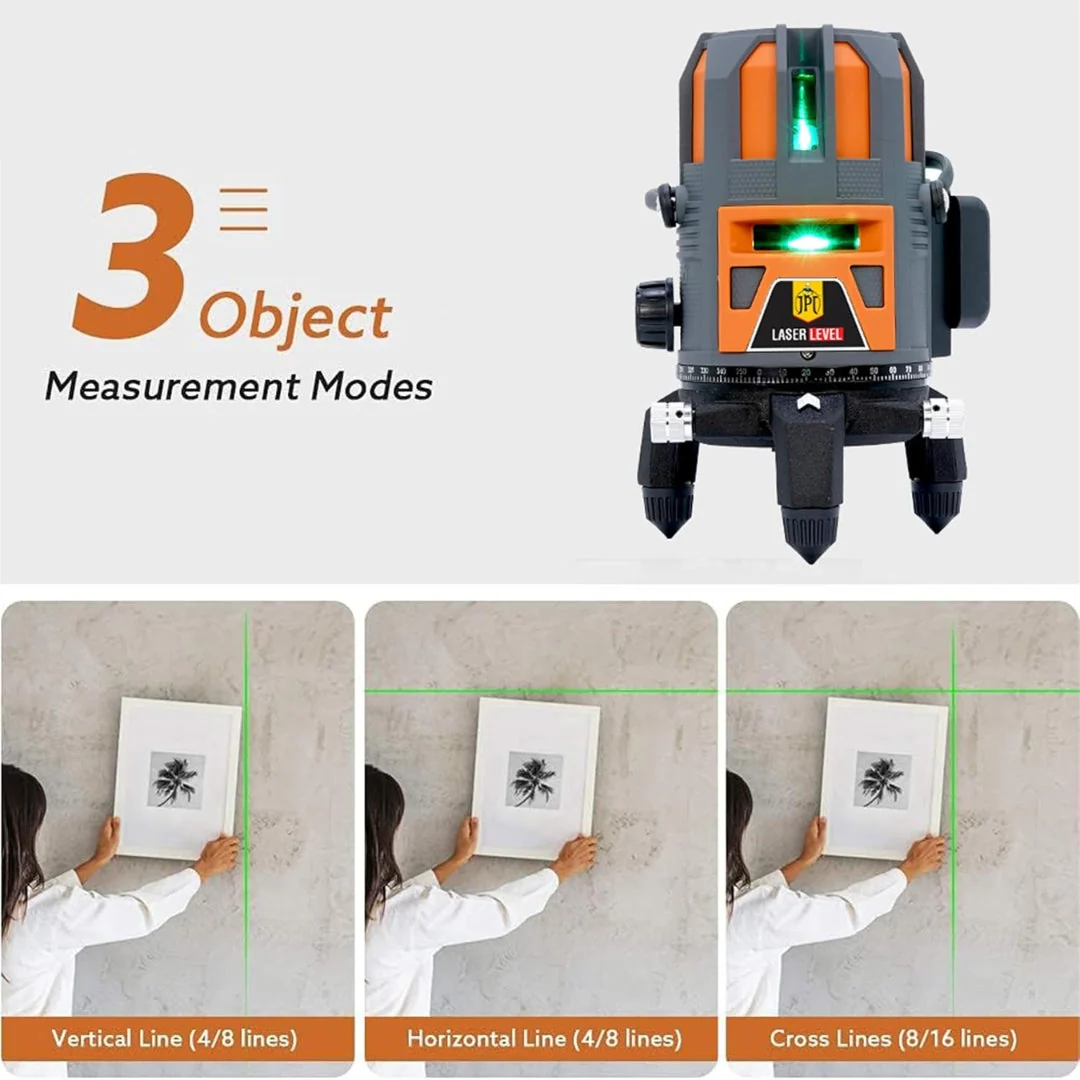 JPT 360° 4D Self-Leveling Laser Level with Mini Tripod – High-Precision Cross Line Tool for Construction, Renovation, and Floor Tiling with Two 1500mAh Batteries, Fast Charger and Durable Case - Image 4