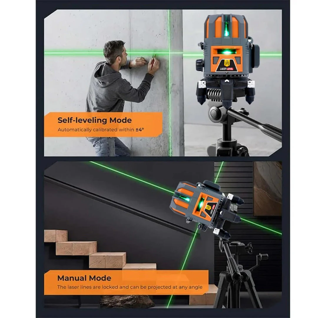 JPT 360° 4D Self-Leveling Laser Level with Mini Tripod – High-Precision Cross Line Tool for Construction, Renovation, and Floor Tiling with Two 1500mAh Batteries, Fast Charger and Durable Case - Image 8