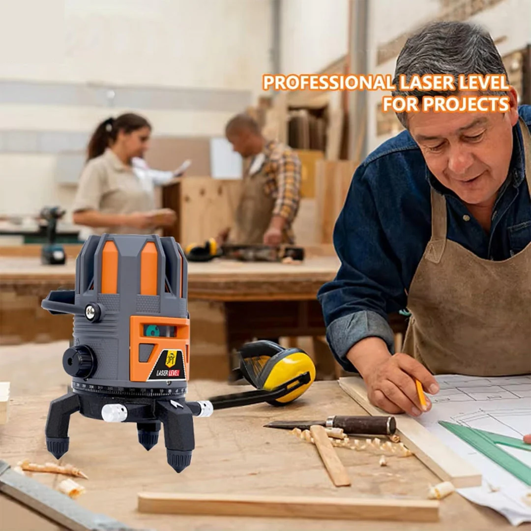 JPT 360° 4D Self-Leveling Laser Level with Mini Tripod – High-Precision Cross Line Tool for Construction, Renovation, and Floor Tiling with Two 1500mAh Batteries, Fast Charger and Durable Case - Image 9