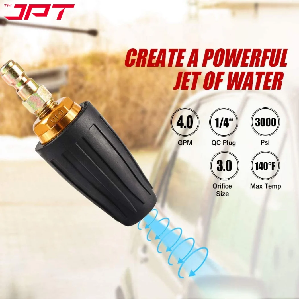 JPT Pressure Washer Turbo Nozzle | 360° Rotating Spray Turbo | 4000 PSI Pressure with 4.0 GPM | 1/4-Inch Quick Connector for Cleaning Brick, Concrete, and Vinyl Surfaces - Image 5