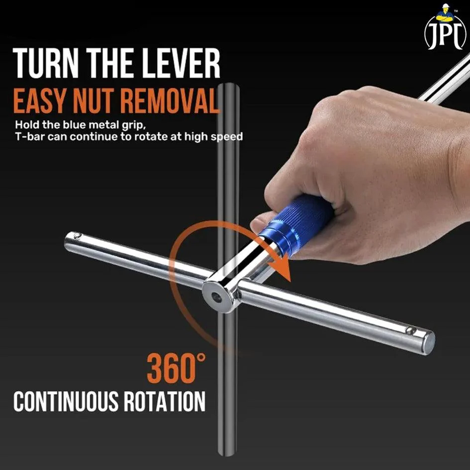 JPT 360° Rotation T Type Socket Wrench 1/2 (12.5mm) Detachable T-bar Spanner for Hex/Twelve Angle Socket Sleeve Tools - Image 6
