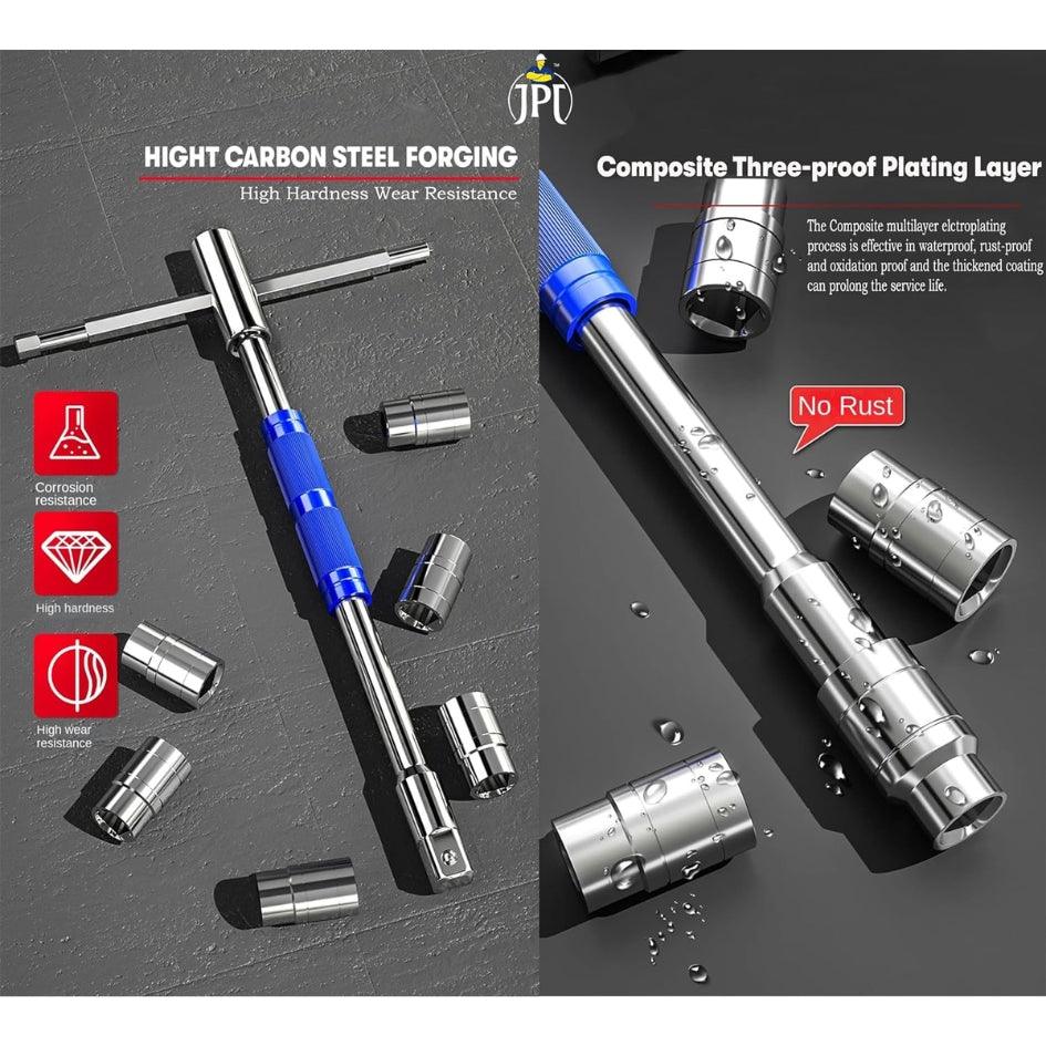JPT 360° Rotation T Type Socket Wrench 1/2 (12.5mm) Detachable T-bar Spanner for Hex/Twelve Angle Socket Sleeve Tools - Image 7