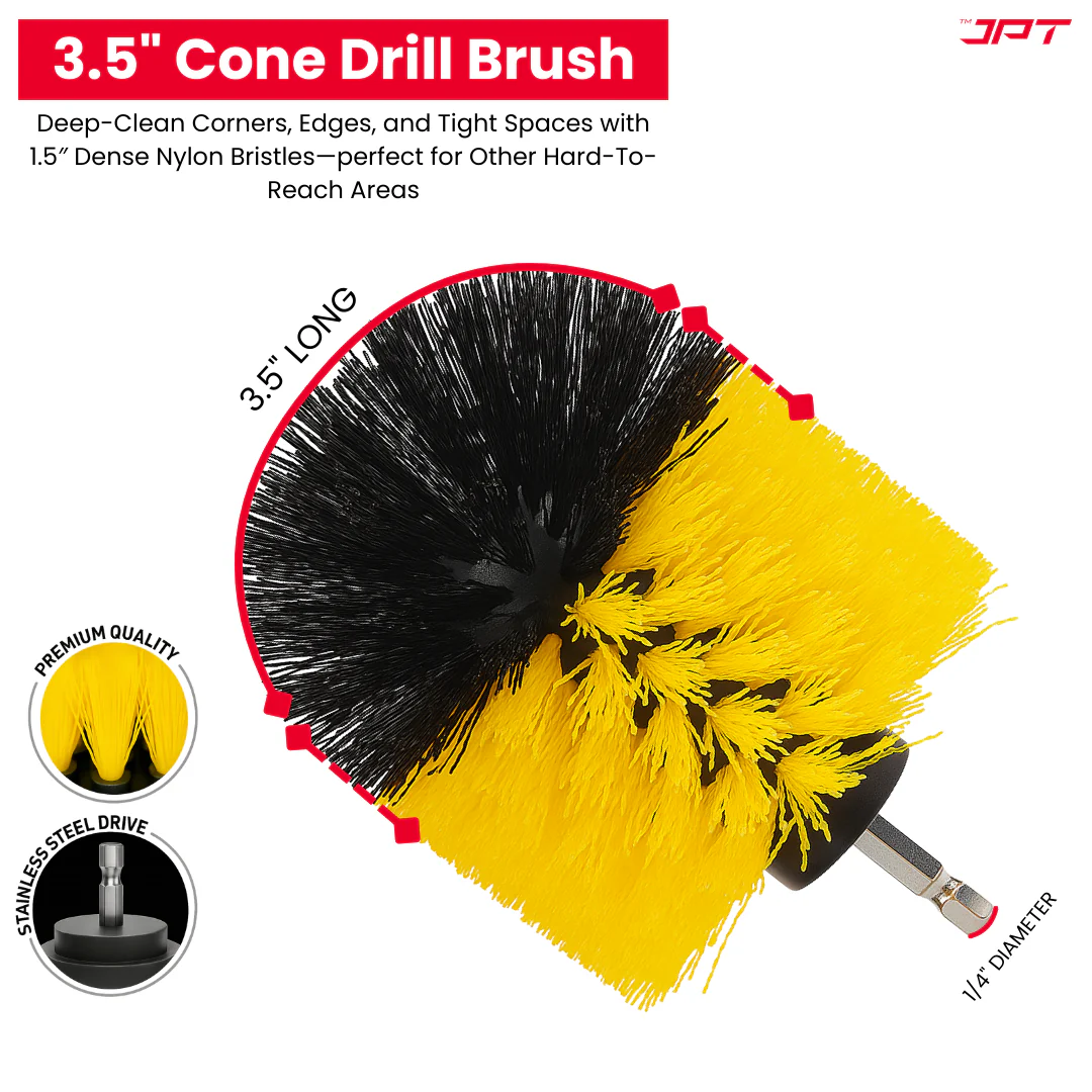 JPT 4 Pieces Multi-Functional Scrubbing Drill Brush with 1/4" Hex Shank for Drill Attachment | Cleaning Brush for Bathroom, Tub, Tile, Corner, Floor, and More - Image 5