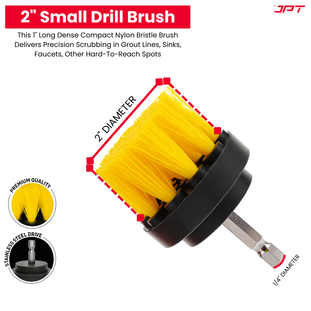JPT 4 Pieces Multi-Functional Scrubbing Drill Brush with 1/4" Hex Shank for Drill Attachment | Cleaning Brush for Bathroom, Tub, Tile, Corner, Floor, and More - Image 6