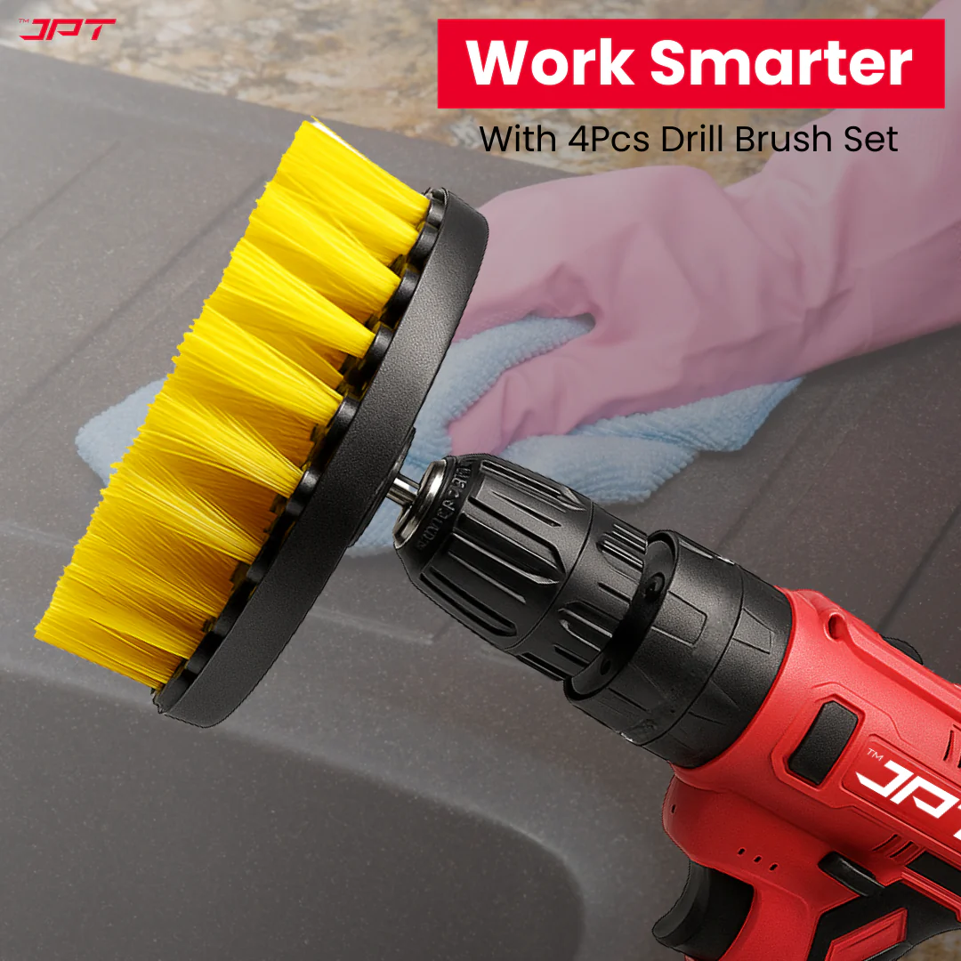 JPT 4 Pieces Multi-Functional Scrubbing Drill Brush with 1/4" Hex Shank for Drill Attachment | Cleaning Brush for Bathroom, Tub, Tile, Corner, Floor, and More - Image 7