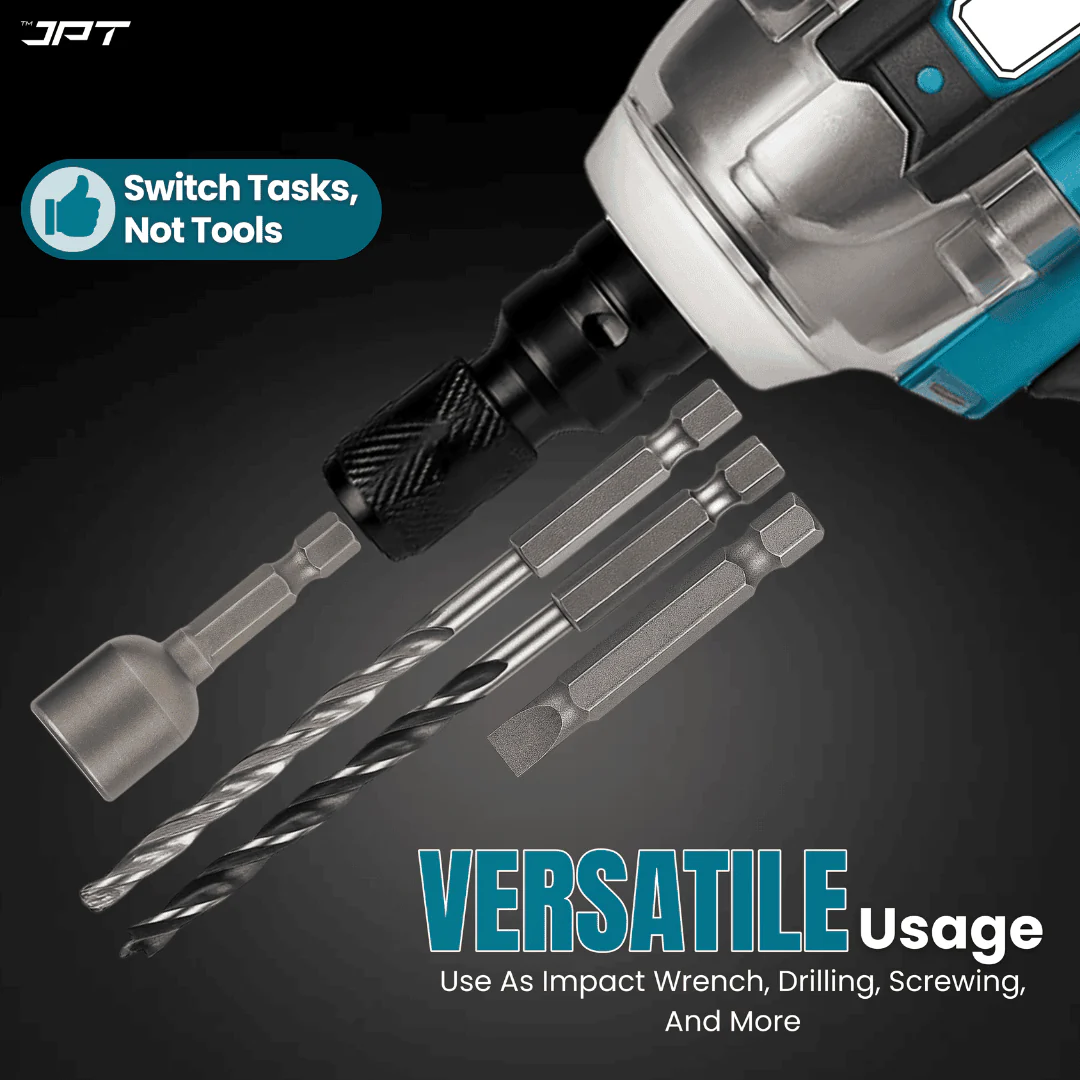 JPT 21v Heavy-Duty Brushless Cordless Impact Wrech | Brushless Motor | 400NM Torque | 4000RPM Speed with 3 Speed Mode | 4.0Ah Li-ion Battery & Fast Charger | 39-Piece Combo Kit for Car, Garage & Workshop Use - Image 5