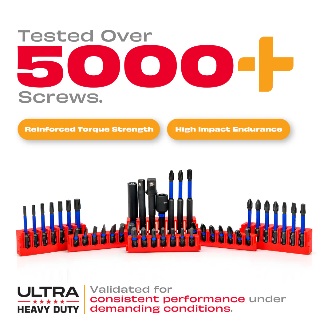 JPT 42-Piece Impact Rated S2 Steel Bit Set | Phillips, Pozidriv, Torx, Hex & Slotted Bits with Bit Holder & Socket Adapter | Taiwan Material for Impact Driver & Drill | Ultra Heavy Duty - Image 6