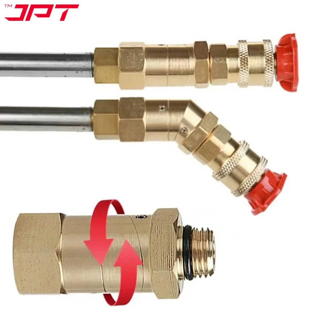 JPT 45° Adjustable Pivot Coupler with 360° Rotating Nozzle Head | High-Pressure Washer Adapter with M14 Thread | Compatible with Up to 4500 PSI Pressure - Image 2