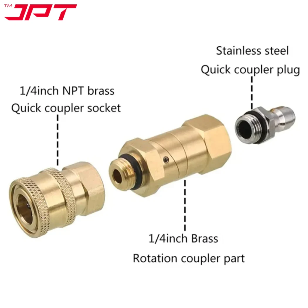 JPT 45° Adjustable Pivot Coupler with 360° Rotating Nozzle Head | High-Pressure Washer Adapter with M14 Thread | Compatible with Up to 4500 PSI Pressure - Image 4
