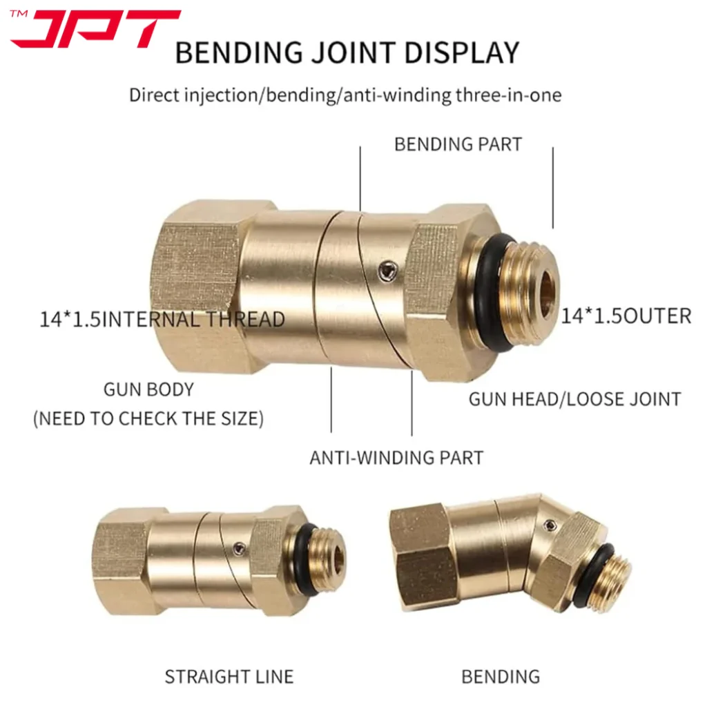 JPT 45° Adjustable Pivot Coupler with 360° Rotating Nozzle Head | High-Pressure Washer Adapter with M14 Thread | Compatible with Up to 4500 PSI Pressure - Image 5