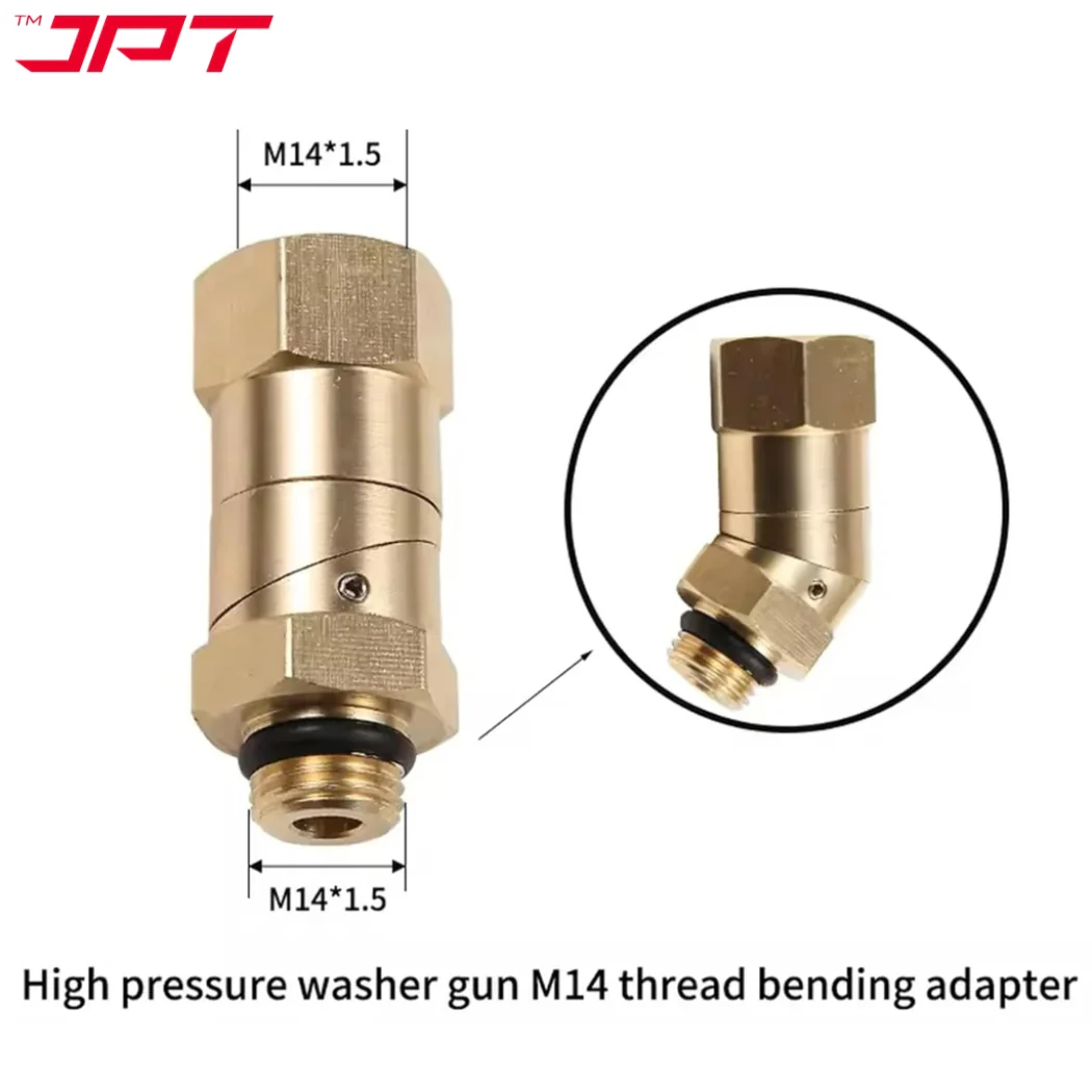 JPT 45° Adjustable Pivot Coupler with 360° Rotating Nozzle Head | High-Pressure Washer Adapter with M14 Thread | Compatible with Up to 4500 PSI Pressure - Image 6