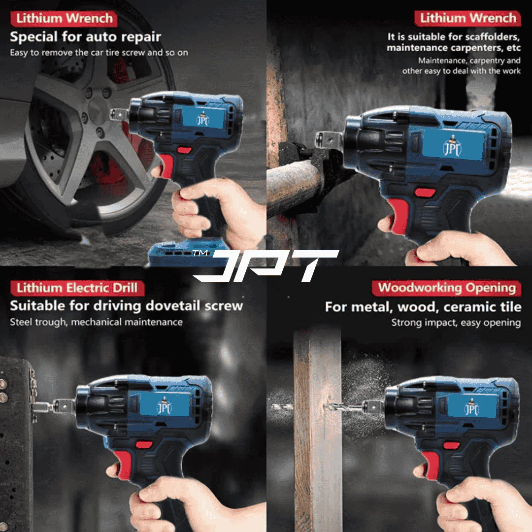 JPT Combo 21V Monster Beastly Cordless Impact Wrench | Brushless Powerful Motor | 450N.M Torque | 2800RPM Speed | 1/2" Square Driver | 4.0Ah Li-Ion Battery | 10Pcs Impact Socket Set - Image 7
