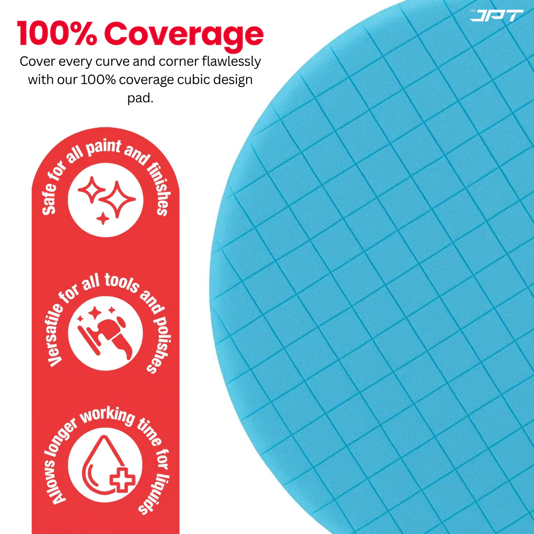 JPT 6-Inch Polishing & Buffing Pad Kit | 4 Color Pads for Polishing & Waxing | Hook & Loop Pads for Tigh Grip on Polisher | Sponge Pads for Car Buffer, Waxing & Swirl Removal - Image 5