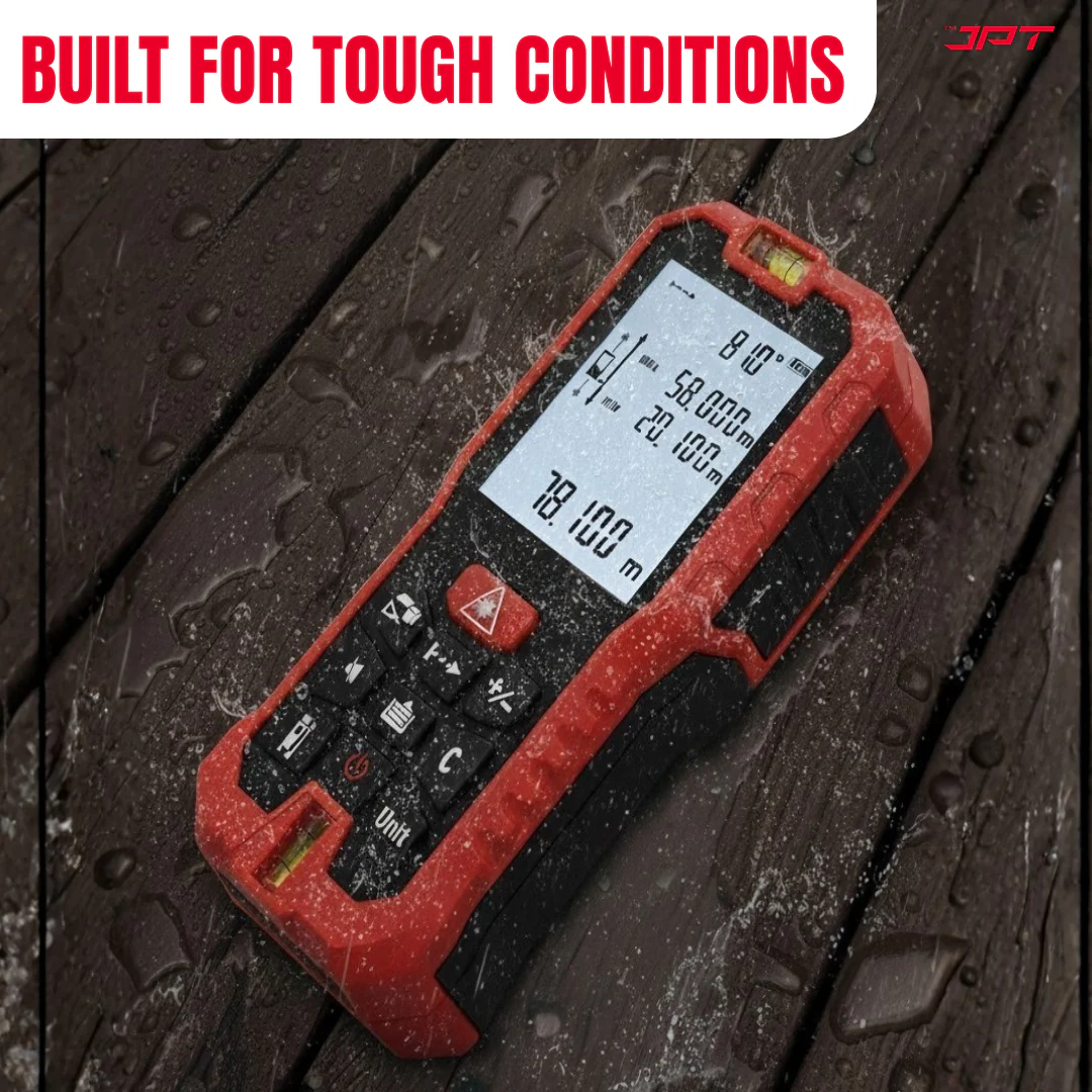 JPT 50M Laser Distance Meter | Digital Laser Measuring Tool with Area & Volume Calculation, Pythagorean Height Mode, Continuous Measurement, Unit Conversion, Backlit Display & Bubble Level - Image 10