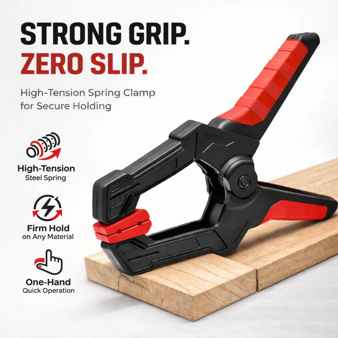 JPT 6-Inch Heavy Duty Spring Clamp | 80mm Wide Jaw, High-Tension Steel Spring | One-Hand Quick Grip, Non-Slip Pads | Woodworking, Carpentry & DIY Clamp - Image 6