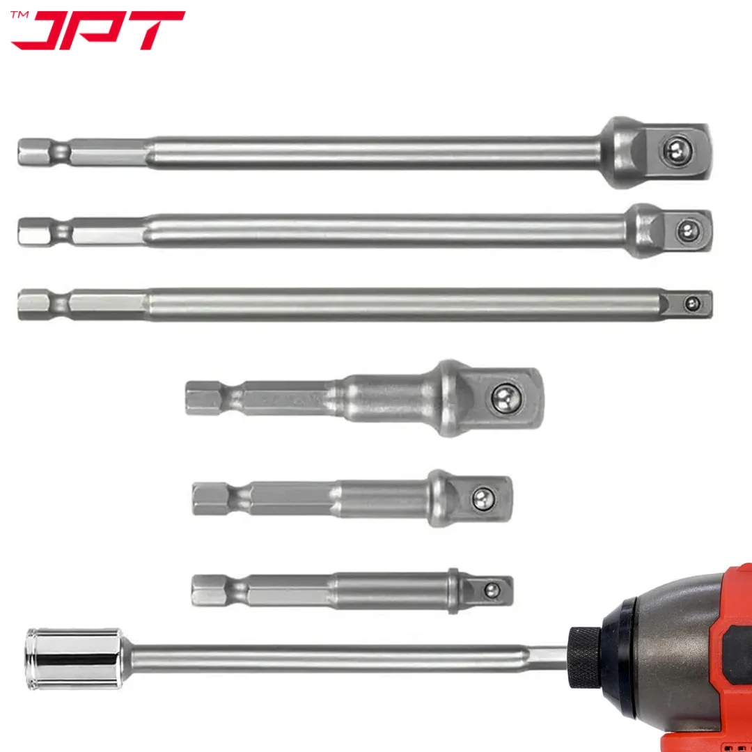 JPT 6-Piece Impact Socket Adapter Set | 3" and 6" lengths – 1/4", 3/8", and 1/2" hex shank | 65-150MM Extension Set for Impact Drivers & Power Drills - Image 2