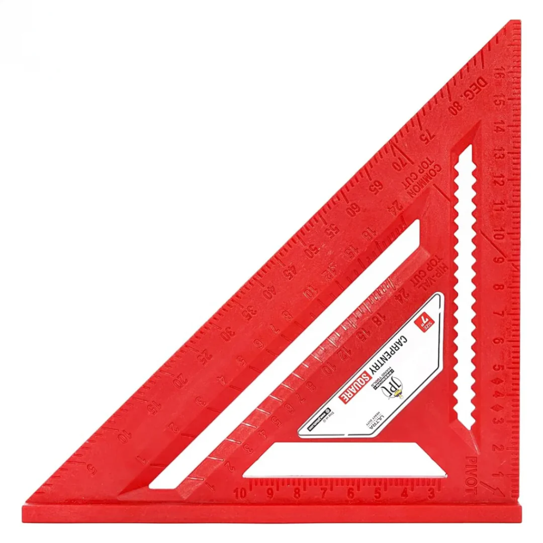 JPT 7-Inch Thickened 45°/90° Carpenter Square | ABS Build Triangle Ruler | Laser-Engraved Scale | Widened Base Design | Best For Carpentry, Woodworking, Construction, And DIY - Image 8