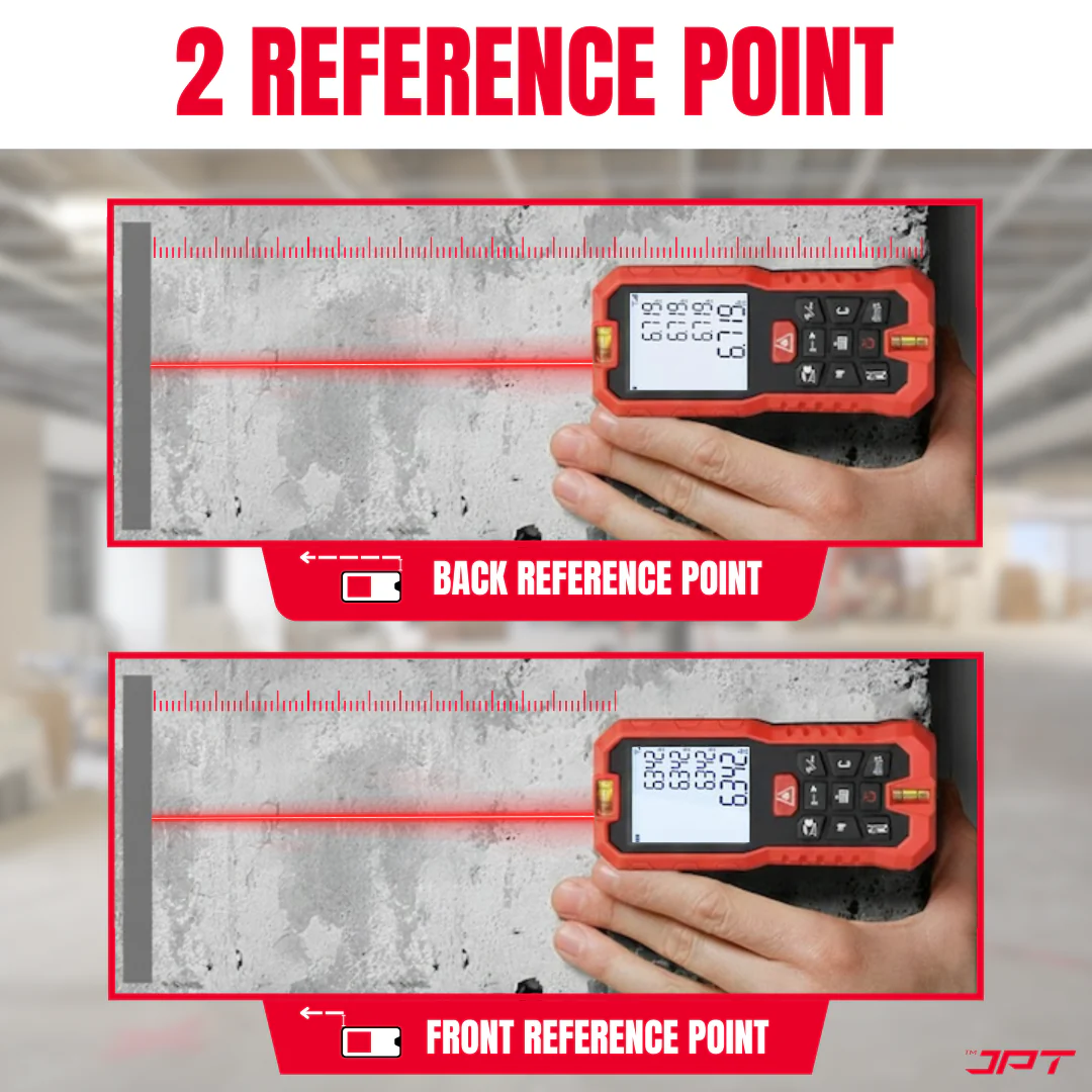 JPT 70M Laser Distance Meter | Digital Laser Measuring Tool with Area & Volume Calculation, Pythagorean Height Mode, Continuous Measurement, Unit Conversion, Backlit Display & Bubble Level - Image 6