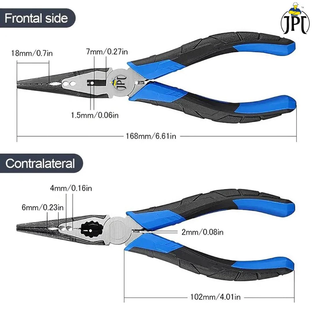 JPT 8-Inch Long Heavy Duty Nose Plier With Hard Carbon Steel Jaws And Comfort Grip Handles | Long Nose Cutting Pliers for AC Wiring, Cutting, And Gripping - Image 4