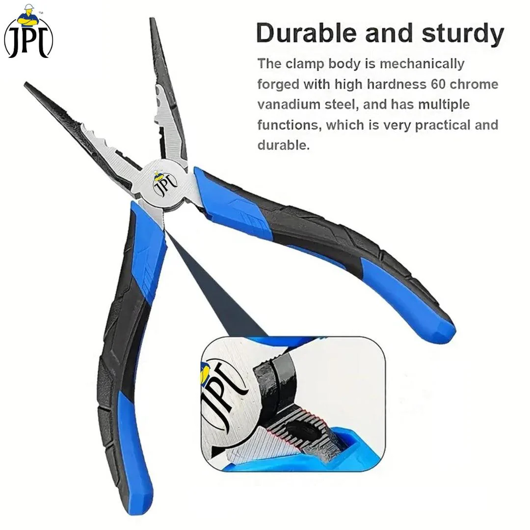 JPT 8-Inch Long Heavy Duty Nose Plier With Hard Carbon Steel Jaws And Comfort Grip Handles | Long Nose Cutting Pliers for AC Wiring, Cutting, And Gripping - Image 5