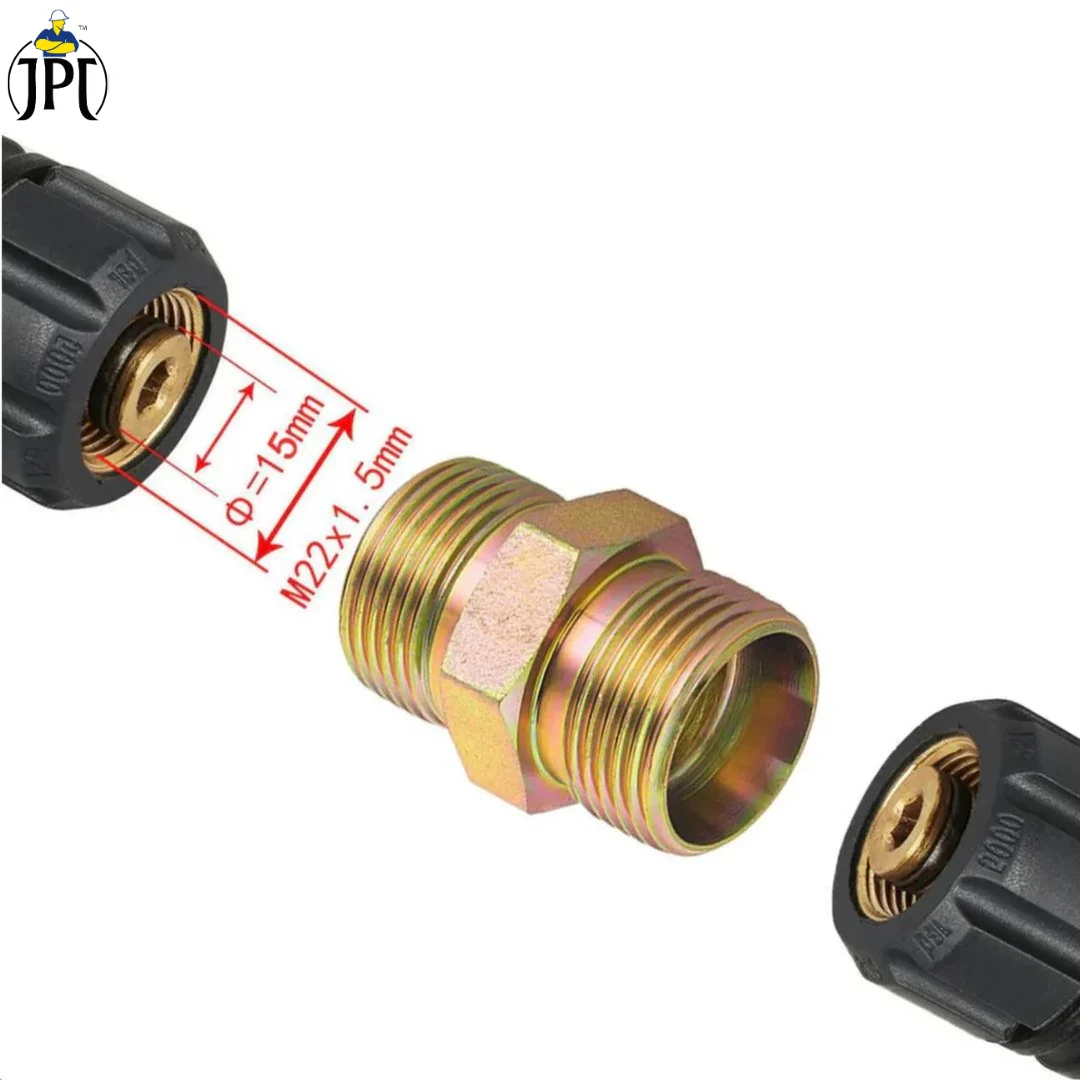 JPT Heavy Duty 8-Metre Super Flexible Pressure Washer Hose Pipe | American Standard M22 Thread With O-Ring Seals | Up To 2700 PSI Pressure | Compatible With Many Washer Brands | M22-15mm Thread Fitting Included - Image 6