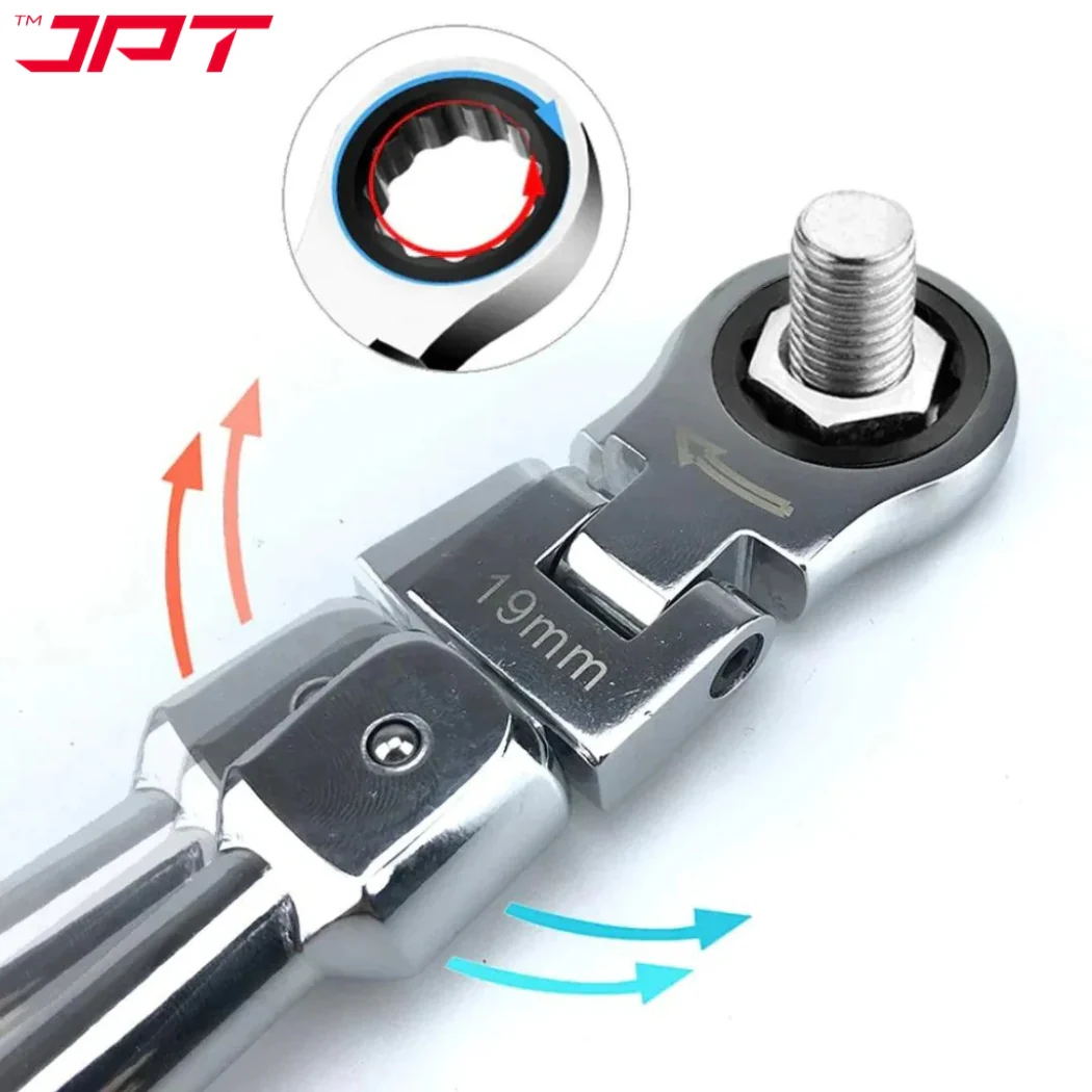 JPT Heavy Duty 8-Pieces Changeable Flex Head Ratchet Spanner | 7 Torx Heads Ranging From 8mm To 19mm | 180-Degree Rotation | Ratcheting Set for Automobile Repair, Home Projects, and More - Image 5