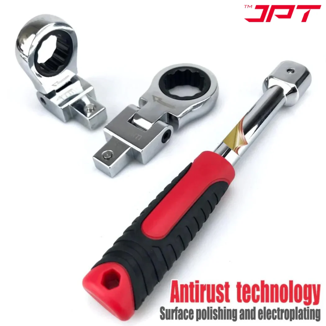 JPT Heavy Duty 8-Pieces Changeable Flex Head Ratchet Spanner | 7 Torx Heads Ranging From 8mm To 19mm | 180-Degree Rotation | Ratcheting Set for Automobile Repair, Home Projects, and More - Image 7