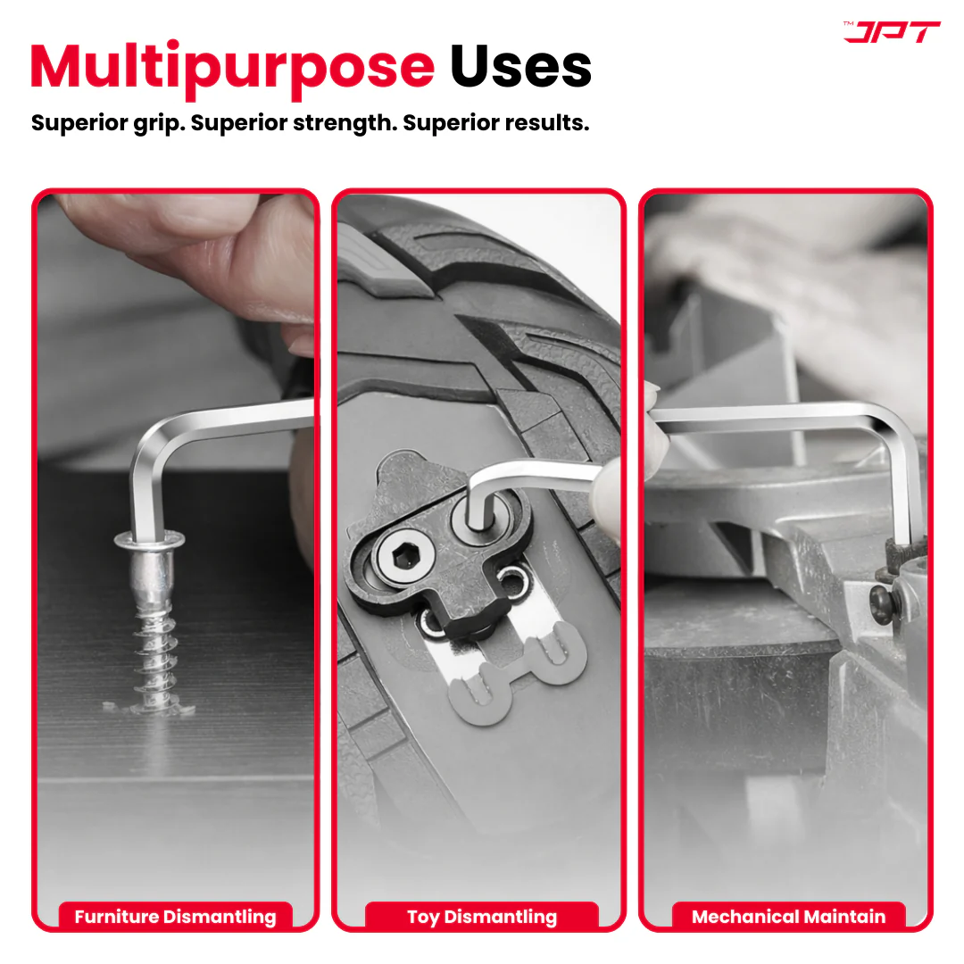 JPT 9-Piece CR-V Hex Allen Key Set (T10–T50) – 5 Inch L-Type Heavy Duty Chrome Vanadium Allen Key | Professional Industrial Grade Wrench Set with Holder for Bike, Car & Workshop - Image 5