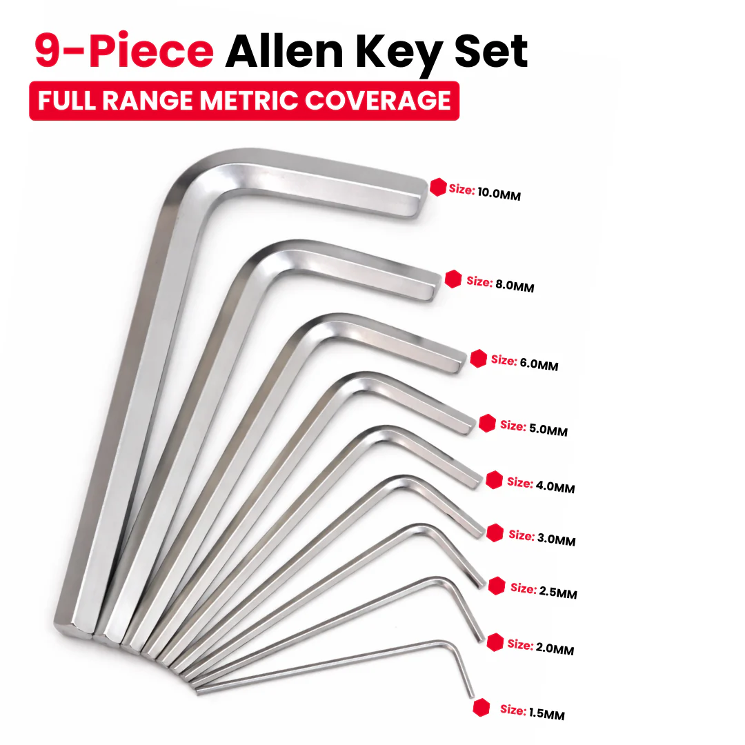 JPT 9-Piece CR-V Hex Allen Key Set (T10–T50) – 5 Inch L-Type Heavy Duty Chrome Vanadium Allen Key | Professional Industrial Grade Wrench Set with Holder for Bike, Car & Workshop - Image 6