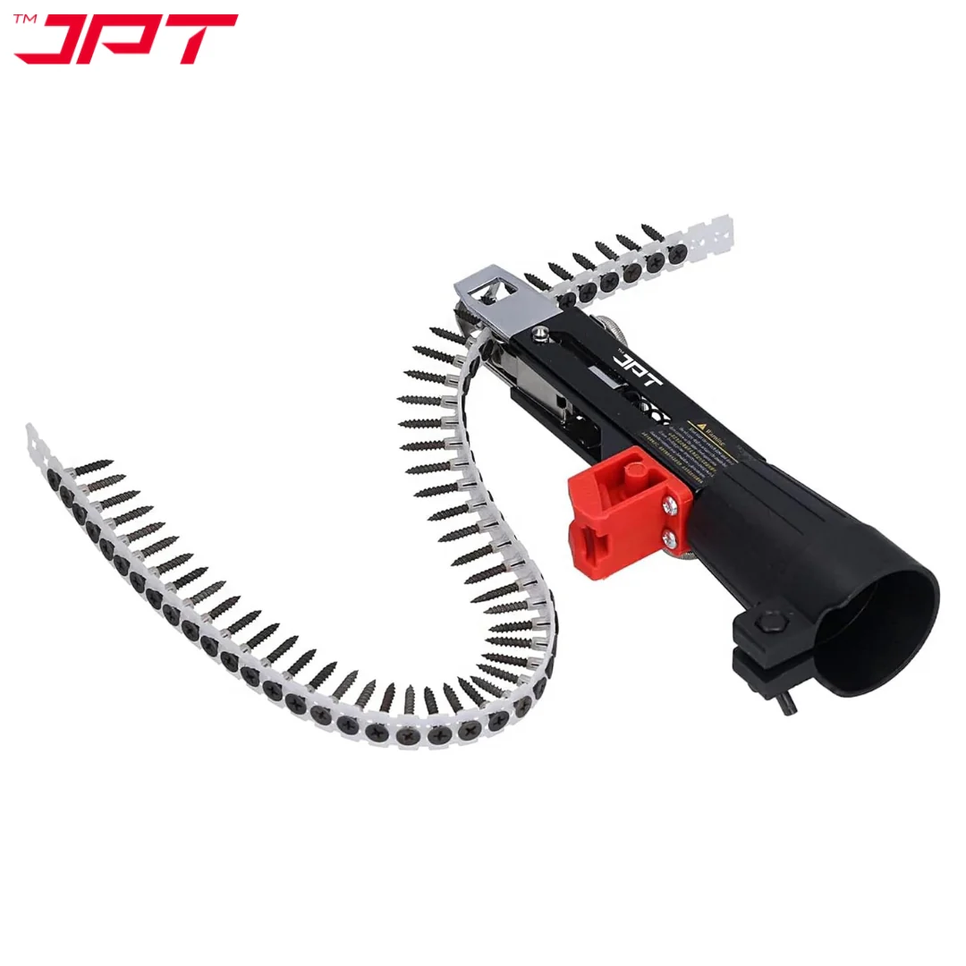 JPT Automatic Chain Nail Gun Adapter – Collated Screw Autofeed Nailing Head for Electric Drill, Heavy-Duty Drywall & Woodworking Nail Gun Attachment with 50-Piece Chain Nails - Image 2