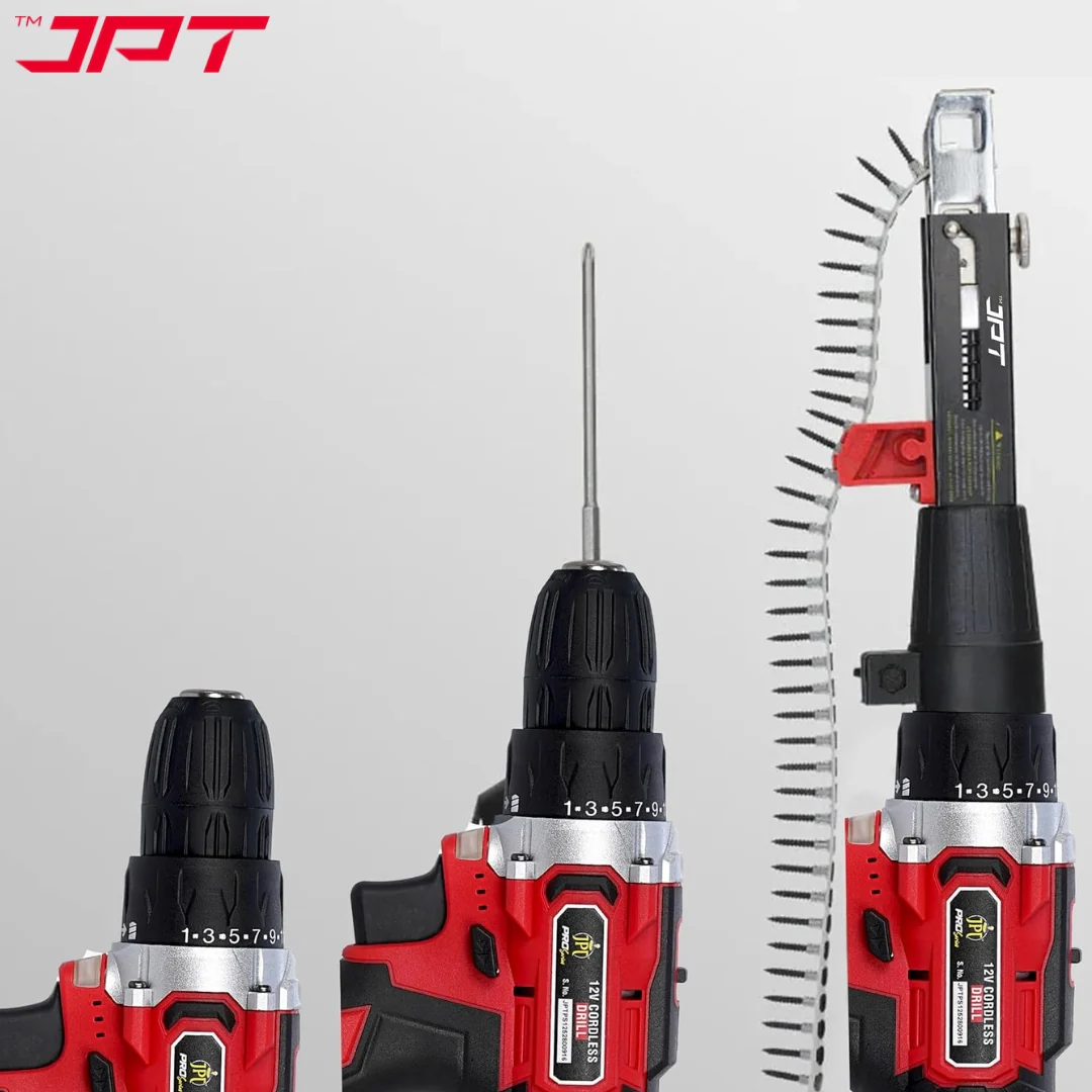 JPT Automatic Chain Nail Gun Adapter – Collated Screw Autofeed Nailing Head for Electric Drill, Heavy-Duty Drywall & Woodworking Nail Gun Attachment with 50-Piece Chain Nails - Image 7