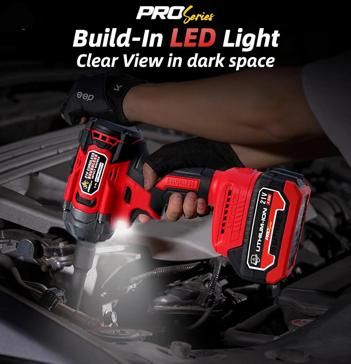 JPT Combo Pro Series Brushless 21v Cordless Impact Wrench with 10-Piece Impact Socket Set | 350N.M Torque | 0-3450RPM Speed | 4000mAh Battery | All Accessories Included | 12-Months Warranty - Image 4