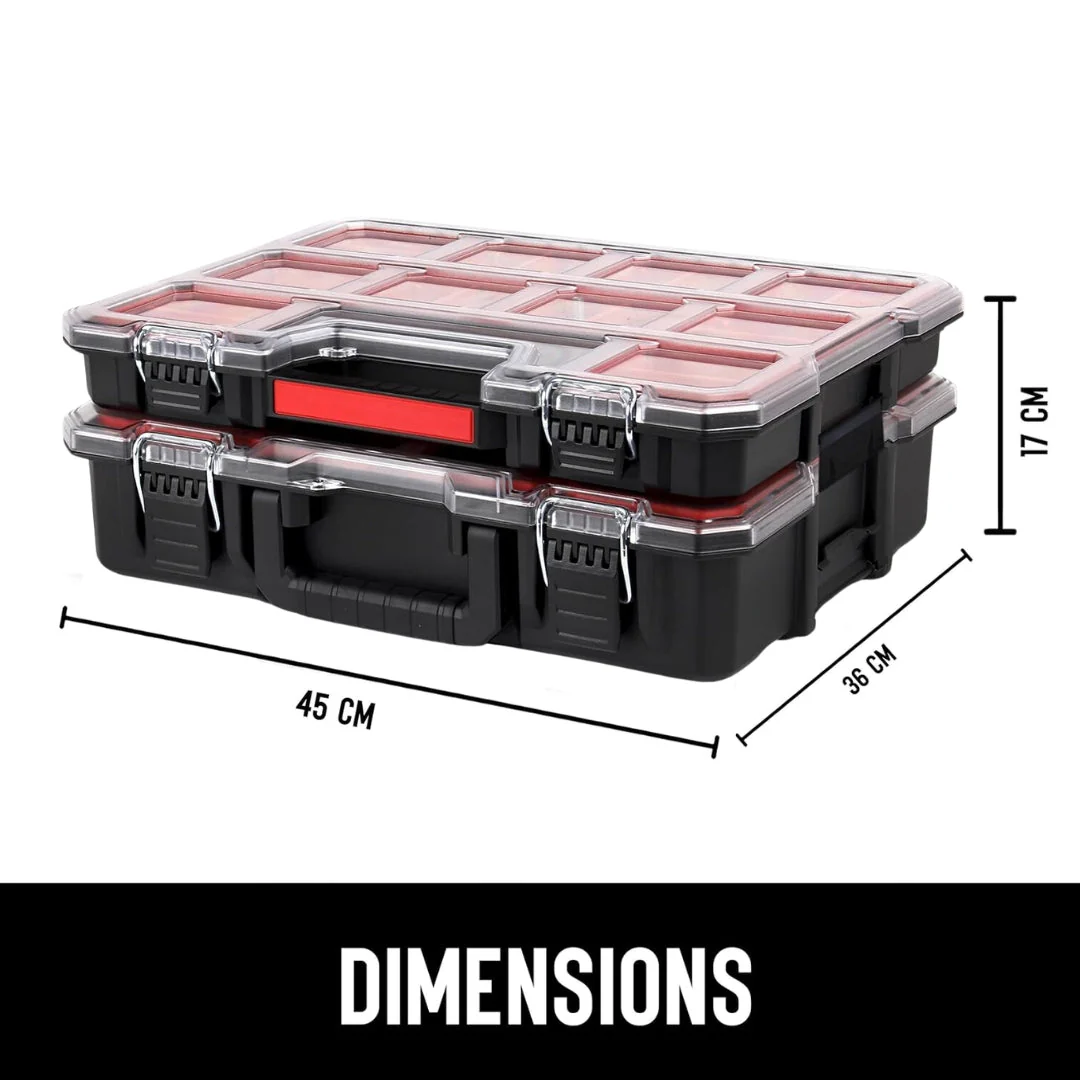 JPT Combo Deep and Shallow Tool Organizer Set with 10 & 8 Removable Bins, Adjustable Dividers, Heavy-Duty Storage Boxes with Transparent Lids for Tools, Hardware, Screws, and Small Parts - Image 5