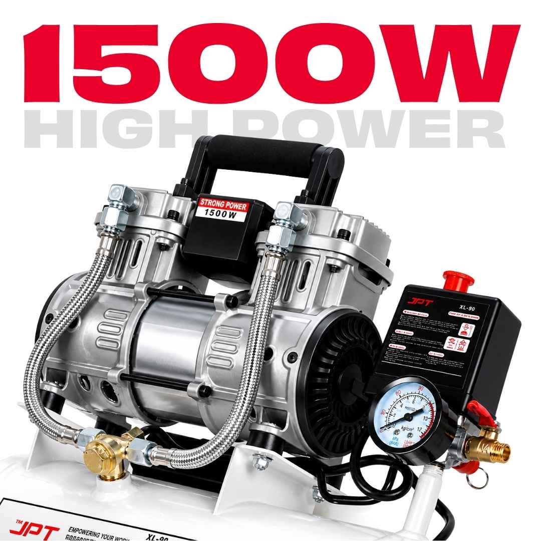 JPT Compressor 9L Oil Free Air | 1500W/2HP Portable Auto Cut-Off | Maintenance Free Compact Air Compressor for Painting, Nailing, Garage & Auto Workshop Use - Image 2
