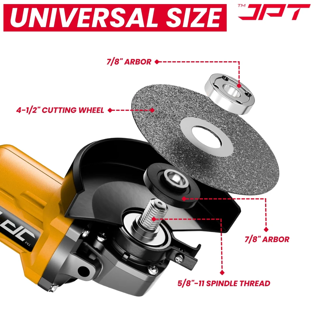 JPT 21V Heavy-Duty Cordless Angle Grinder Machine | Brushless Motor | 3-Speed Modes (5000โ9000 RPM | 100mm Disc | Spindle & Speed Lock | ๐๐ข๐ญ๐ก๐จ๐ฎ๐ญ ๐๐๐ญ๐ญ๐๐ซ๐ฒ & ๐๐ก๐๐ซ๐ ๐๐ซ - Image 4