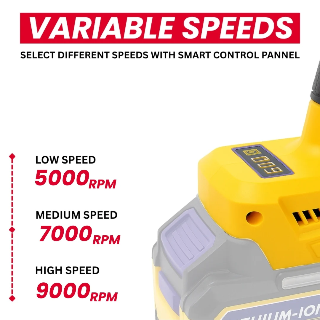 JPT 21V Heavy-Duty Cordless Angle Grinder Machine | Brushless Motor | 3-Speed Modes (5000โ9000 RPM | 100mm Disc | Spindle & Speed Lock | ๐๐ข๐ญ๐ก๐จ๐ฎ๐ญ ๐๐๐ญ๐ญ๐๐ซ๐ฒ & ๐๐ก๐๐ซ๐ ๐๐ซ - Image 5