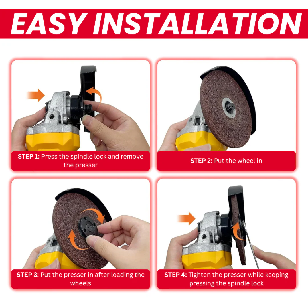 JPT 21V Heavy-Duty Cordless Angle Grinder Machine | Brushless Motor | 3-Speed Modes (5000โ9000 RPM | 100mm Disc | Spindle & Speed Lock | ๐๐ข๐ญ๐ก๐จ๐ฎ๐ญ ๐๐๐ญ๐ญ๐๐ซ๐ฒ & ๐๐ก๐๐ซ๐ ๐๐ซ - Image 8
