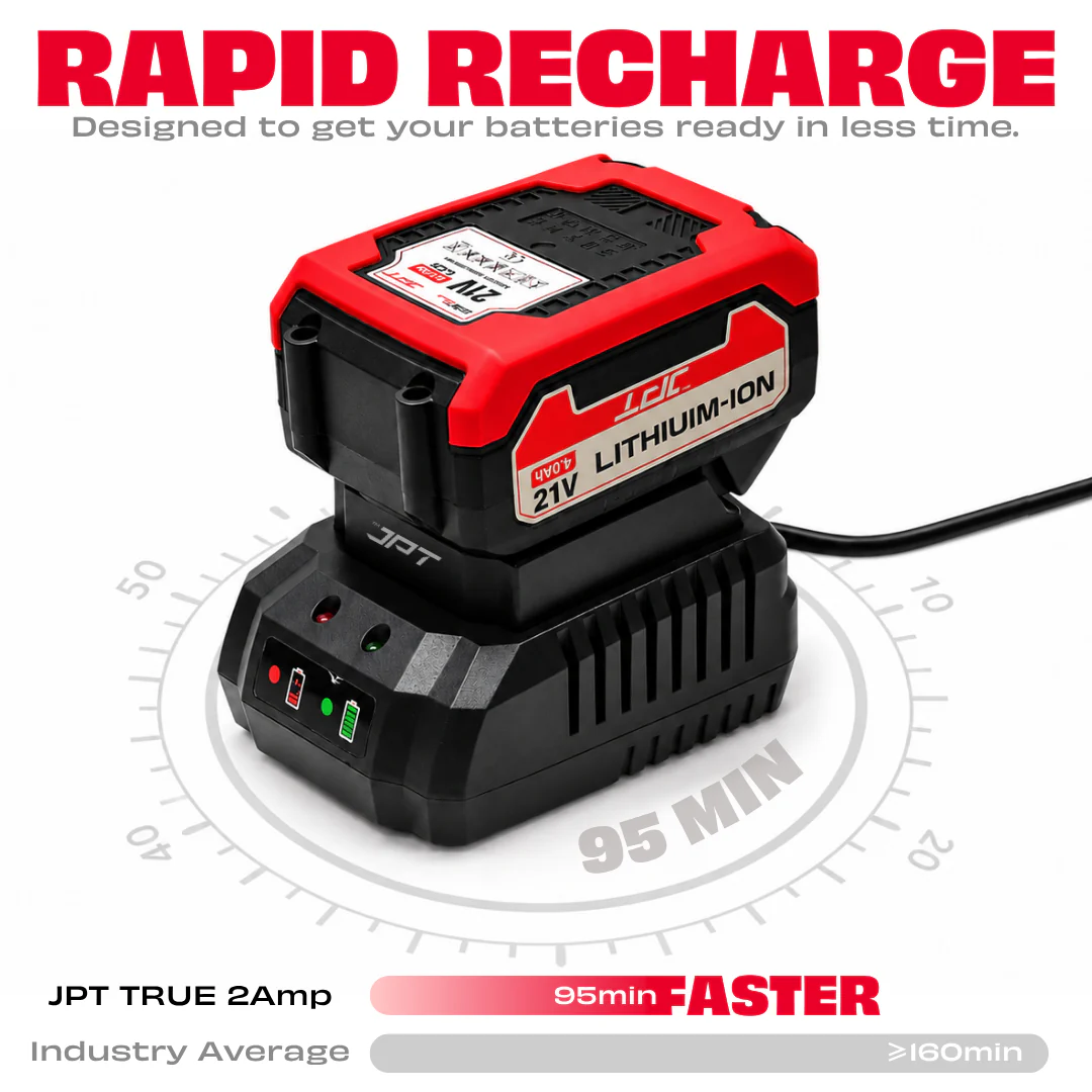 JPT Cordless Power Tool Charger 18/21V, True 2A Output, Ultra Heavy Duty - Image 2