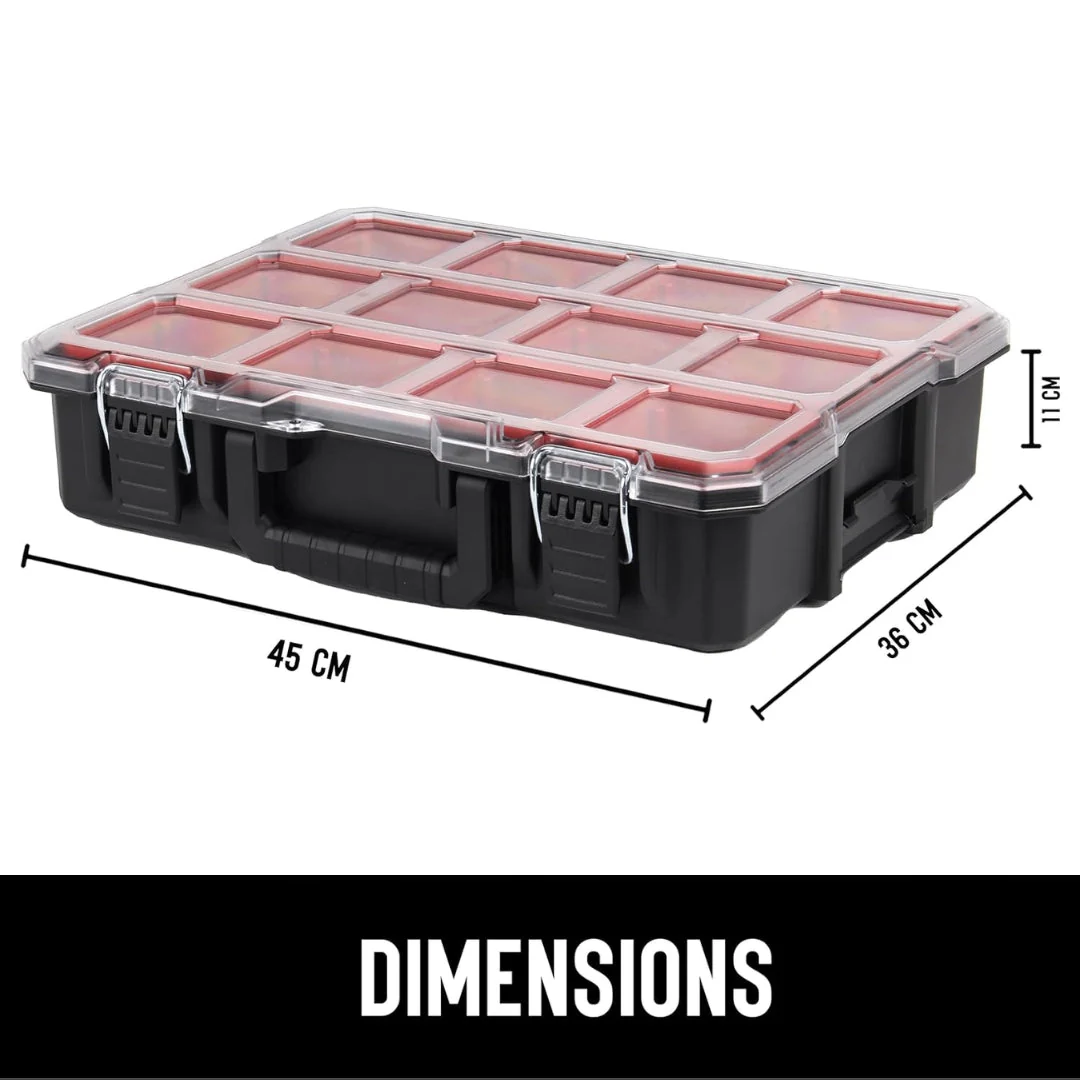 JPT Deep Tool Organizer Box with 10 Removable Bins, Heavy-Duty Storage Case with Transparent Lid for Tools, Hardware, Screws, Nuts, and Small items - Image 5