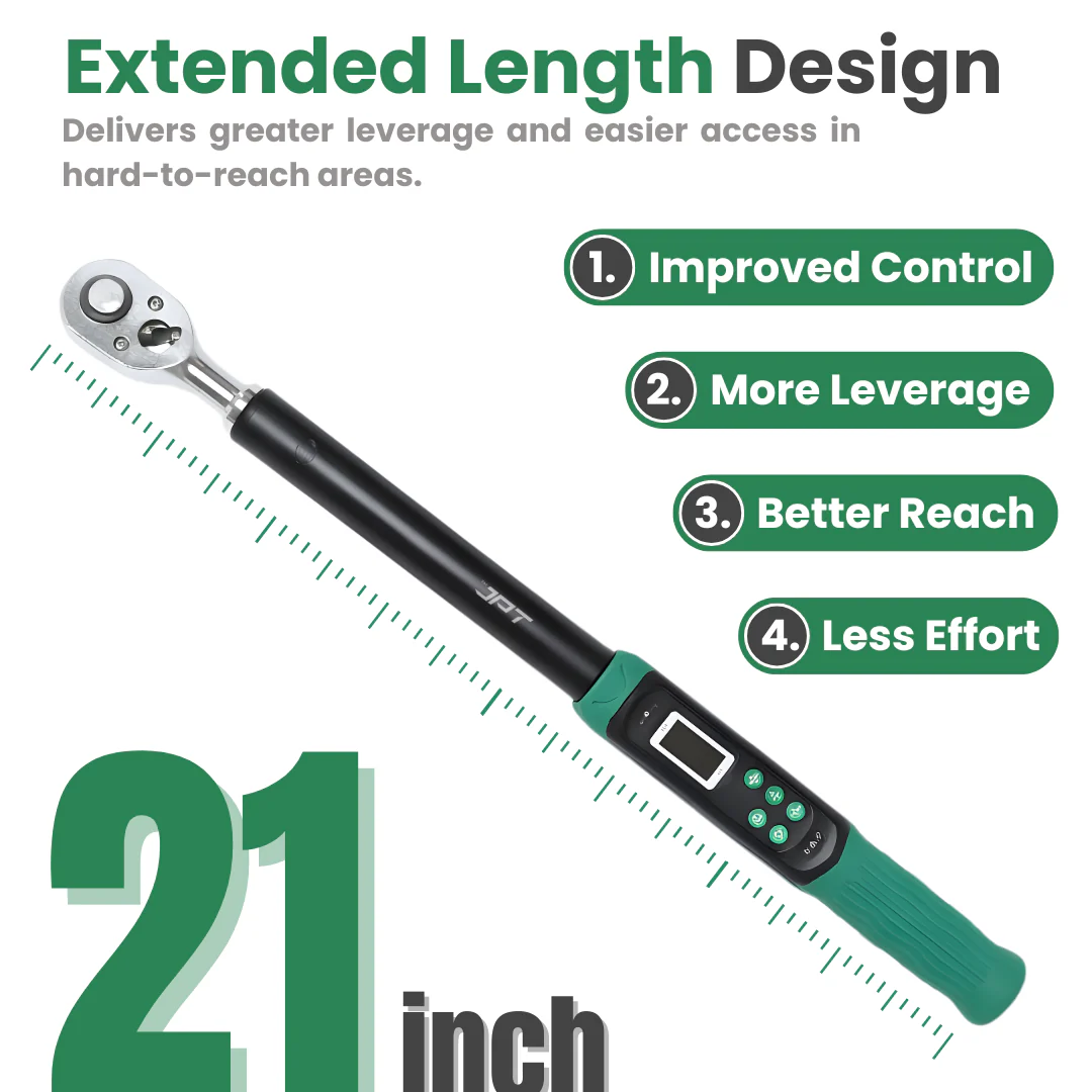 JPT Digital Torque Wrench 1/2" Drive | 10–200 N·M Torque Range | High-Accuracy Electronic Torque Wrench with LED & Buzzer Alert | Peak & Track Mode | Multi-Unit Display - Image 7