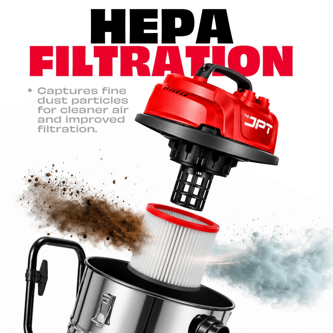 JPT Heavy Duty Commercial 70LTR Vacuum Cleaner | 3000W Double Motor | 28 KPA Suction Power | 70L SS Container | 99.6% HEPA Filtration | Clean Wet & Dry Messes Of Home & Industrial - Image 4