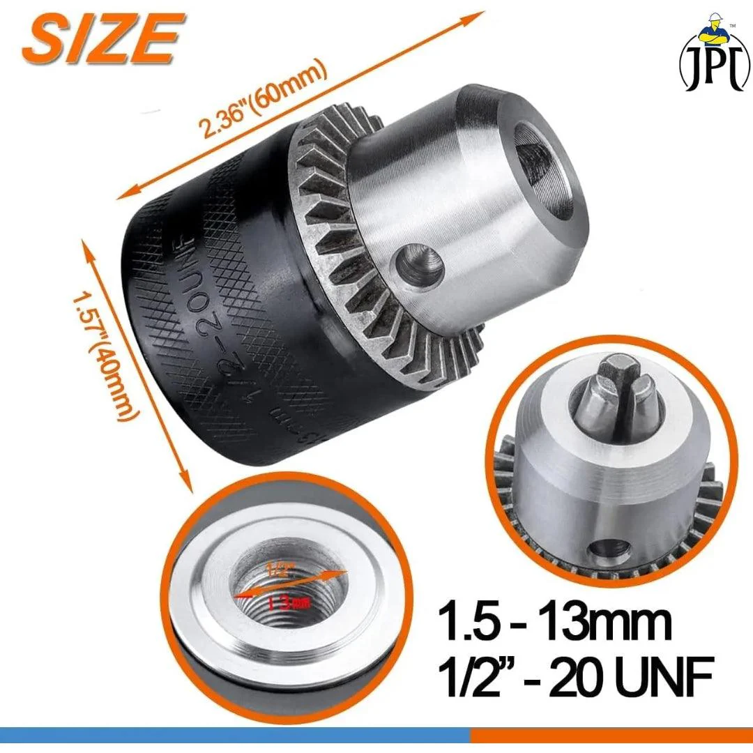 JPT Heavy Duty 13mm Drill Chuck with Key and 1/2-Inch Socket Square Female Adapter for Air Impact Wrench And Cordless Impact Wrench Converter Conversion Tool - Image 6