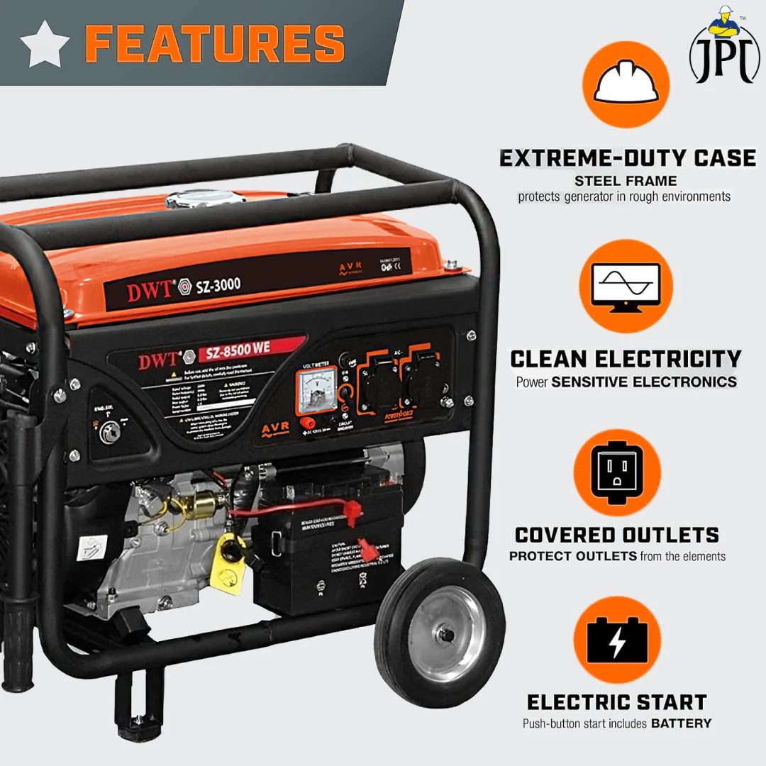 DWT 5.5 KVA Self-Start Portable Petrol Generator | 5500-Watt Power Backup for Home, Outdoor, and Camping Use | Reliable Emergency Power Supply - Image 2