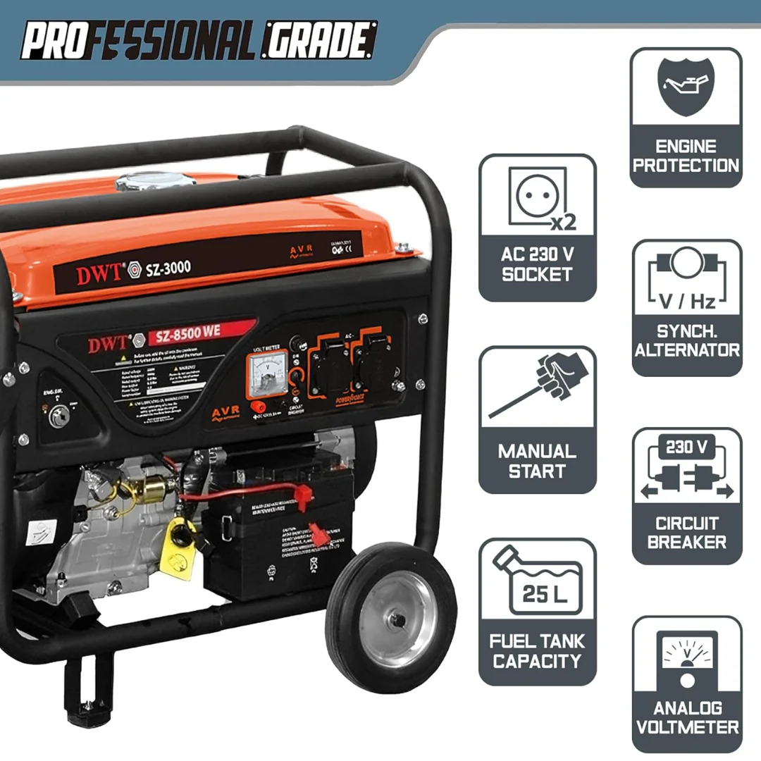 DWT 5.5 KVA Self-Start Portable Petrol Generator | 5500-Watt Power Backup for Home, Outdoor, and Camping Use | Reliable Emergency Power Supply - Image 4