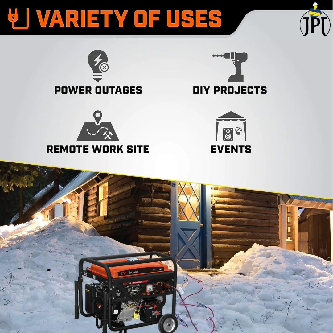 DWT 5.5 KVA Self-Start Portable Petrol Generator | 5500-Watt Power Backup for Home, Outdoor, and Camping Use | Reliable Emergency Power Supply - Image 6