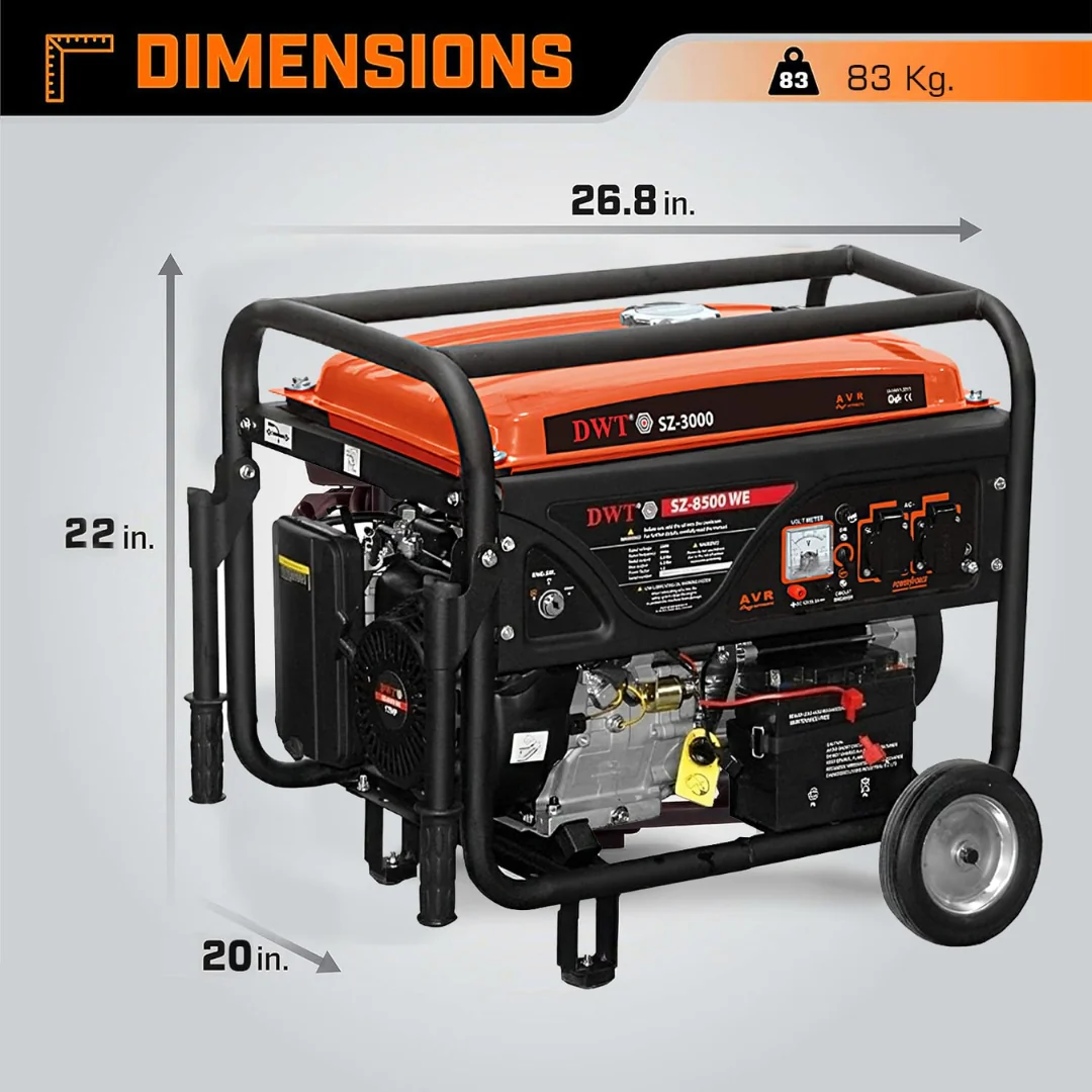 DWT 5.5 KVA Self-Start Portable Petrol Generator | 5500-Watt Power Backup for Home, Outdoor, and Camping Use | Reliable Emergency Power Supply - Image 7