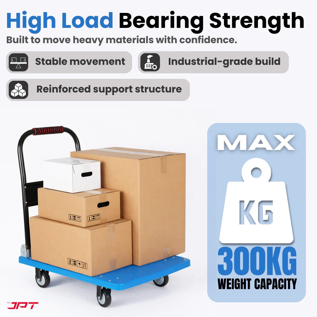 JPT 300KG Capacity Heavy Duty Foldable Platform Trolley with 360° Swivel Wheels – Industrial Hand Trolley for Warehouse, Shop & Home Use - Image 4