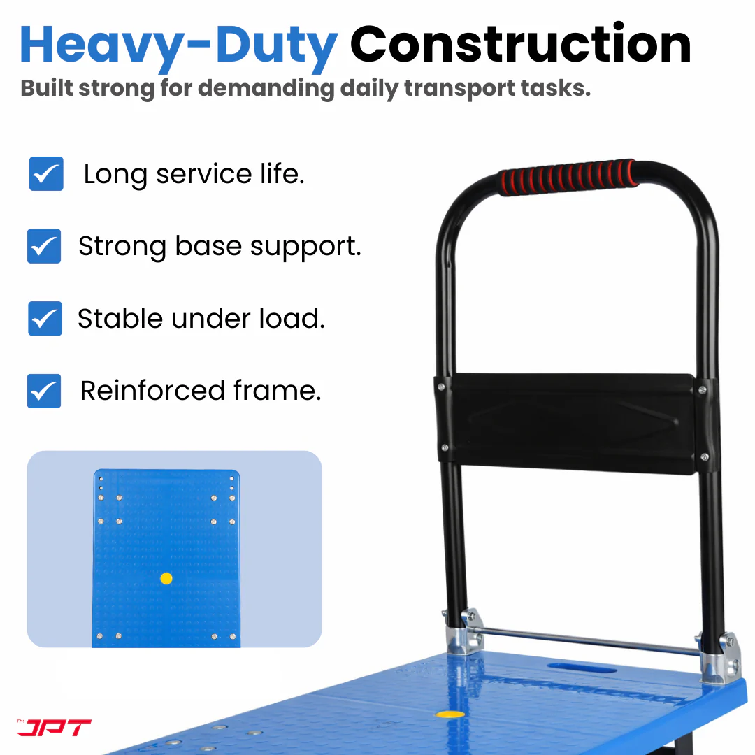 JPT 300KG Capacity Heavy Duty Foldable Platform Trolley with 360° Swivel Wheels – Industrial Hand Trolley for Warehouse, Shop & Home Use - Image 6