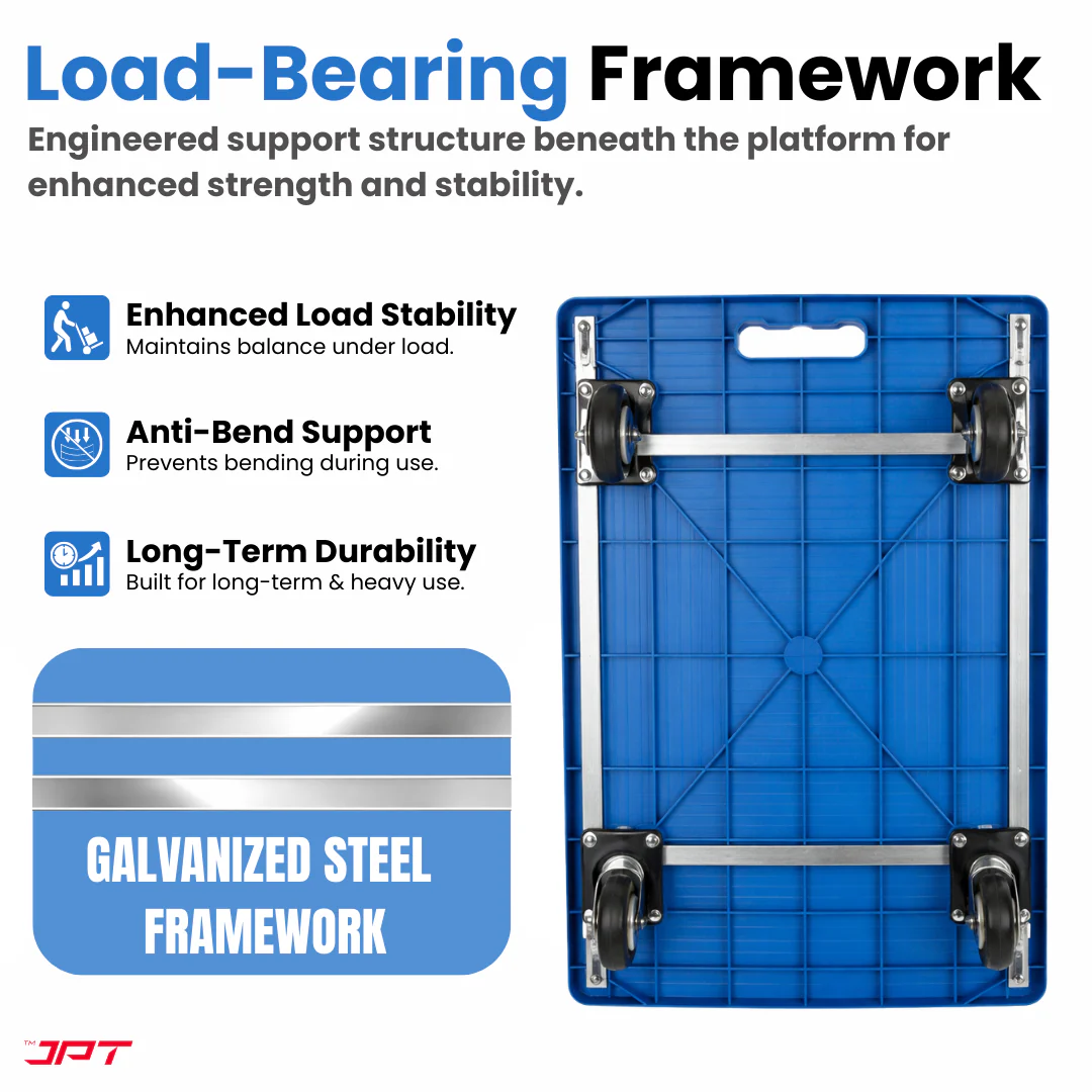 JPT 300KG Capacity Heavy Duty Foldable Platform Trolley with 360° Swivel Wheels – Industrial Hand Trolley for Warehouse, Shop & Home Use - Image 7